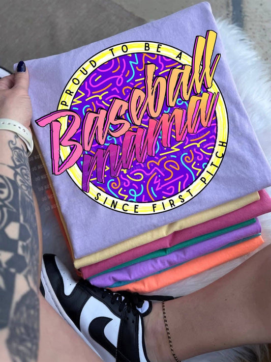 Violet Retro Baseball Mama Comfort Colors Graphic Tee