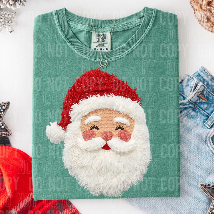 Faux Yarn Santa Christmas Comfort Colors Graphic Tee