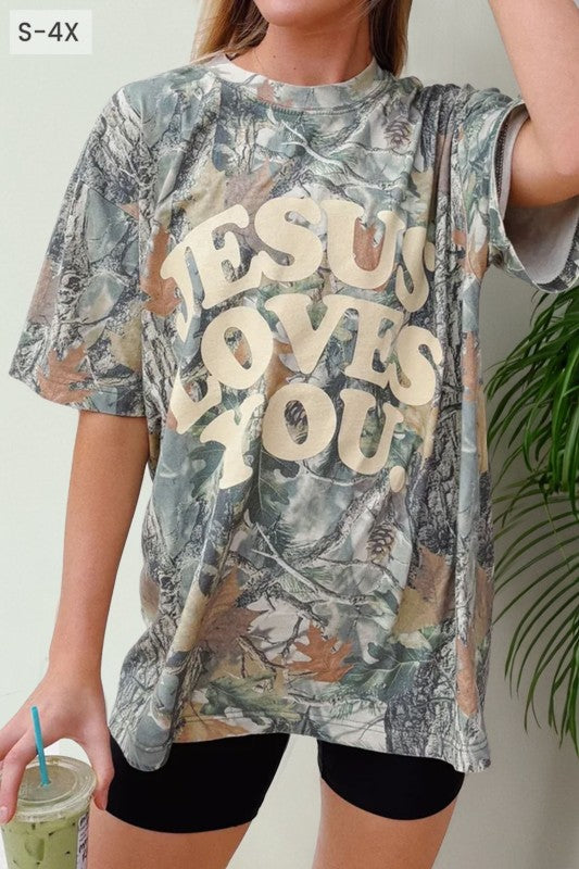 Jesus Loves You Camo Graphic Tee