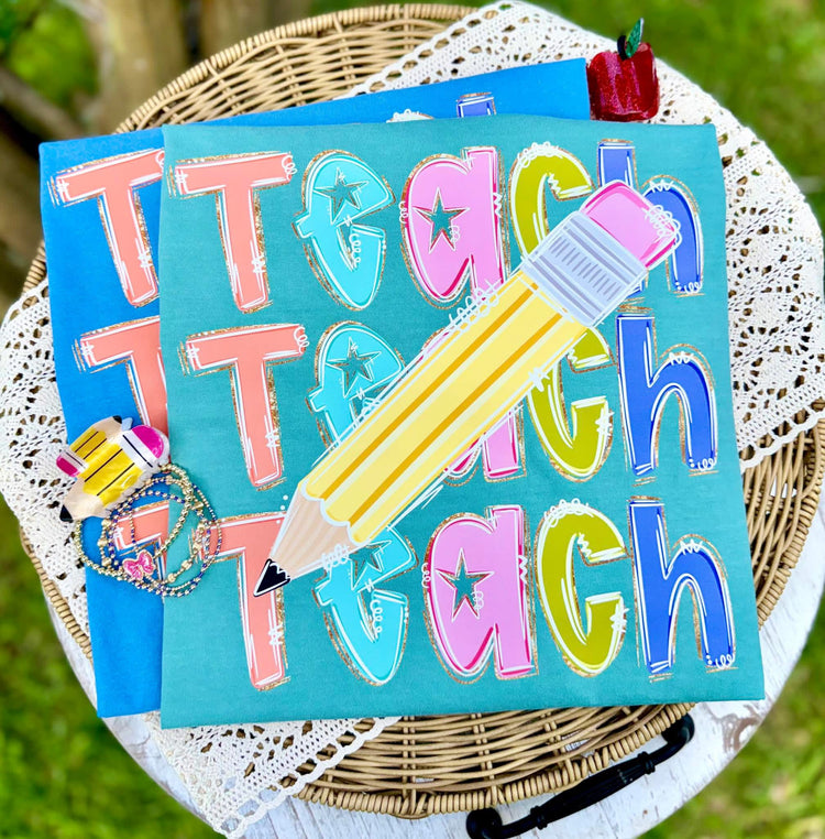 Teach Repeat Doodle Graphic Tee Comfort Colors