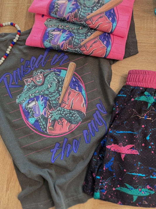 Raised in a Cage Crunchberry Baseball Comfort Colors Graphic Tee