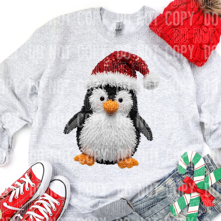 Faux Yarn Christmas Penguin Sweatshirt