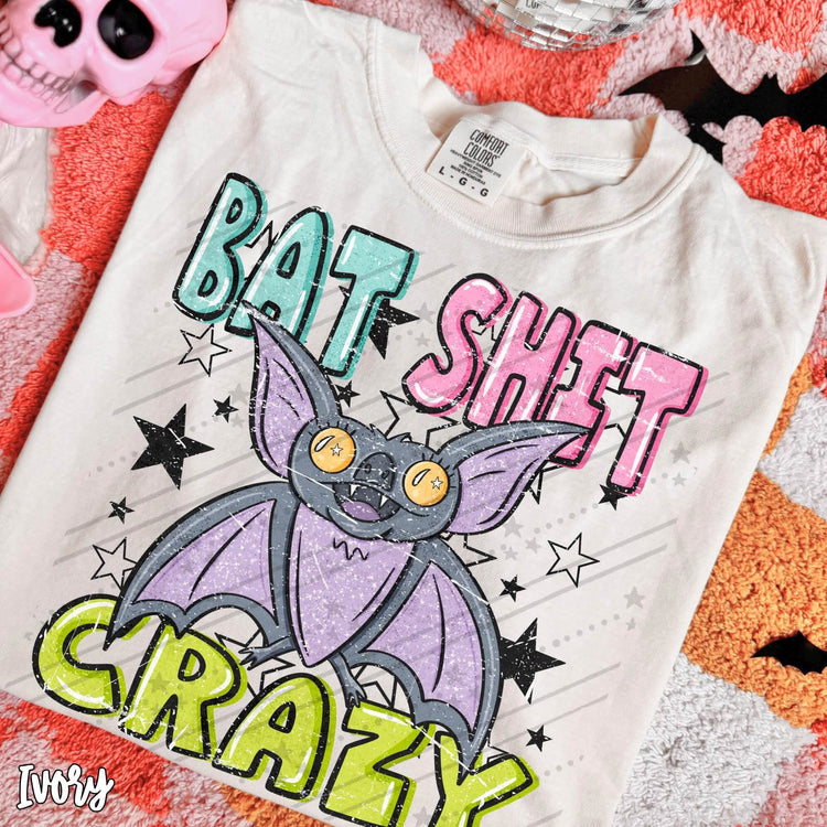 Bat Crazy Halloween Comfort Colors Graphic Tee