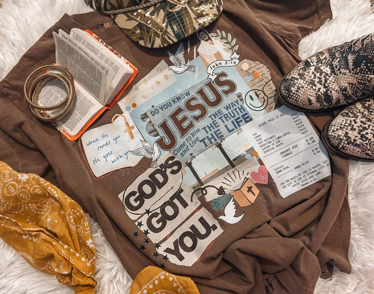 Jesus Faith Collage Comfort Colors Graphic Tee