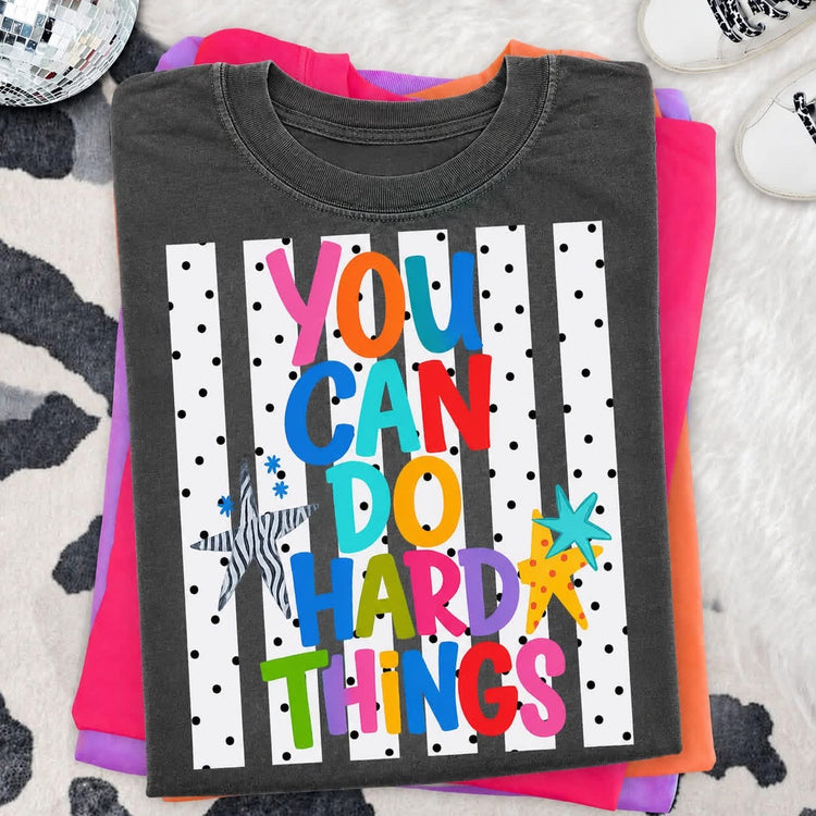 You Can Do Hard Things Trendy Teacher Graphic Tee Comfort Colors