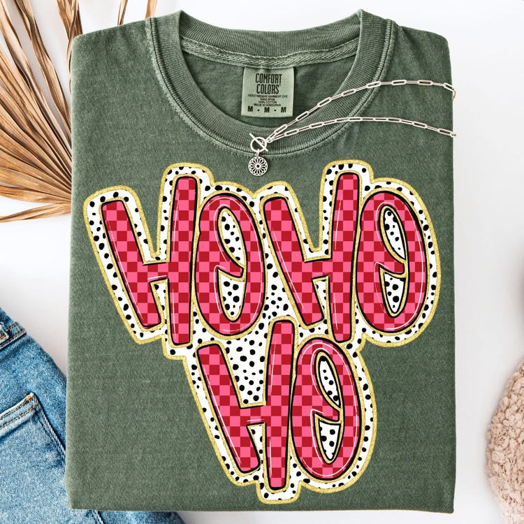 Ho Ho Ho Trendy Christmas Comfort Colors Graphic Tee