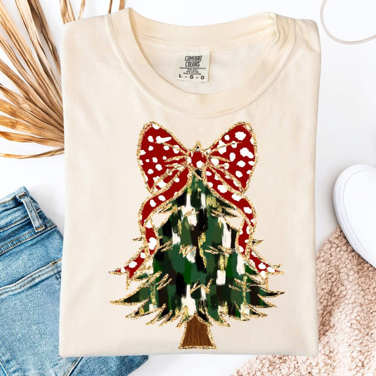 Brushstroke Trendy Christmas Tree Comfort Colors Graphic Tee