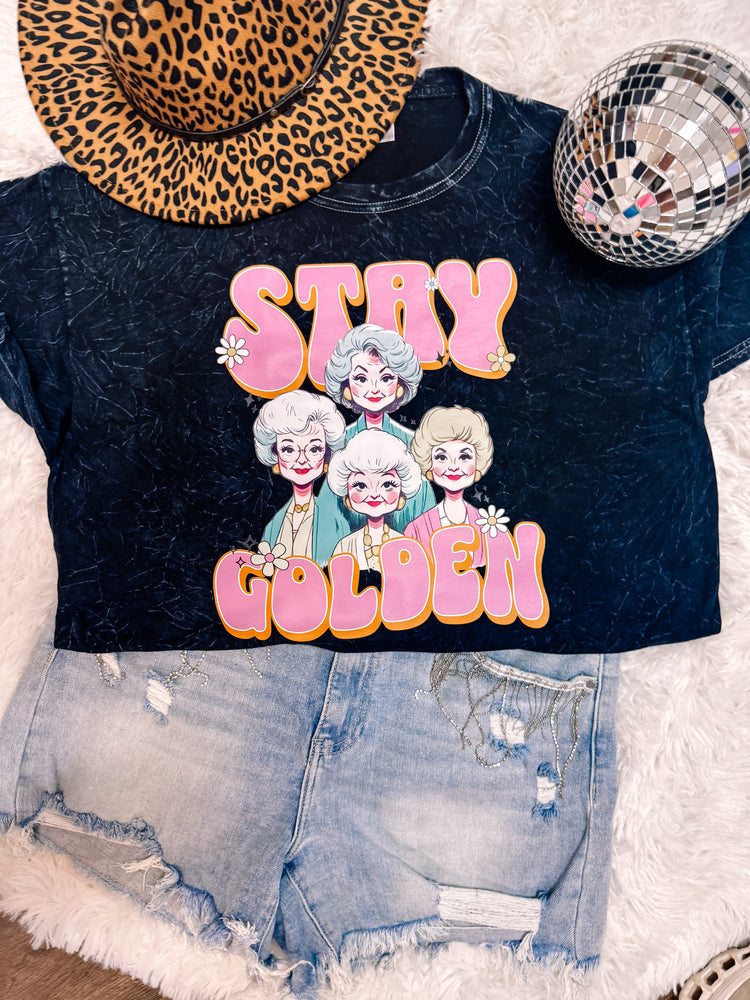 Stay Golden Preppy Mineral Washed Graphic Tee