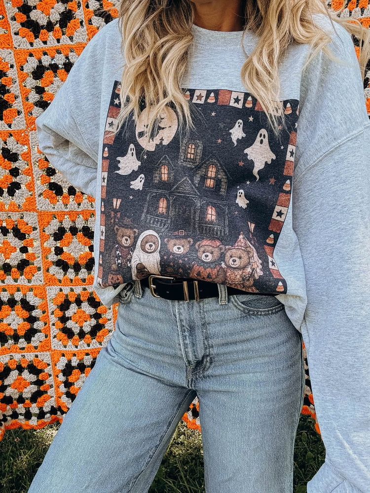 Thrifty Halloween Haunted House Sweatshirt
