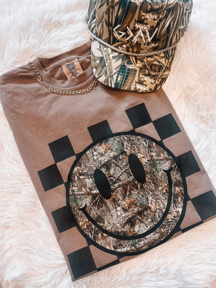 Camo Aesthetic Happy Graphic Tee Comfort Colors