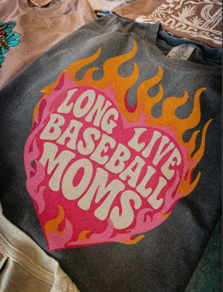 Long Live Baseball Mamas Baseball Comfort Colors Graphic Tee
