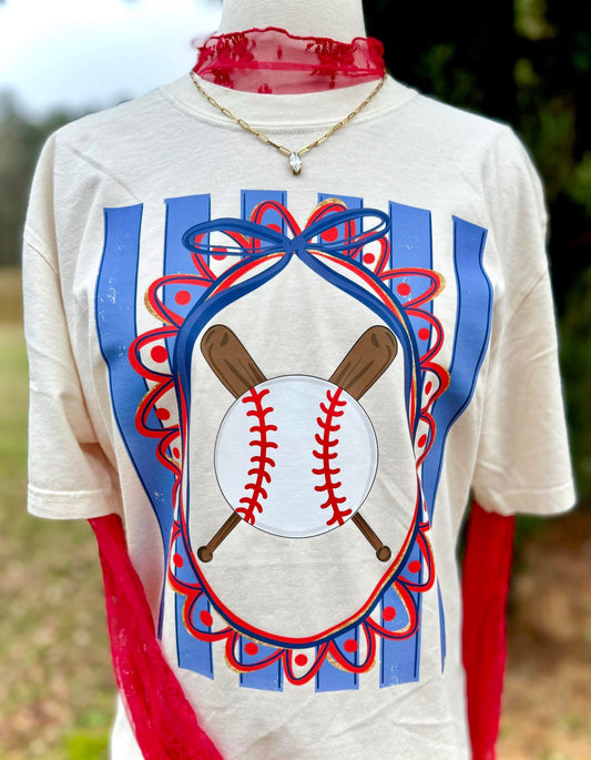 Preppy Baseball Doodle Comfort Colors Graphic Tee