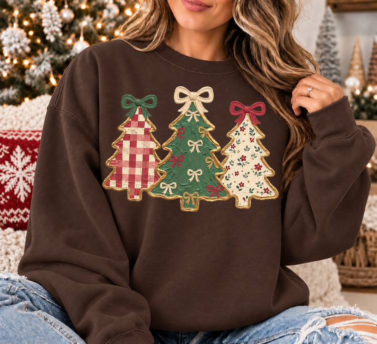 Christmas Trees Faux Painted Christmas Sweatshirt