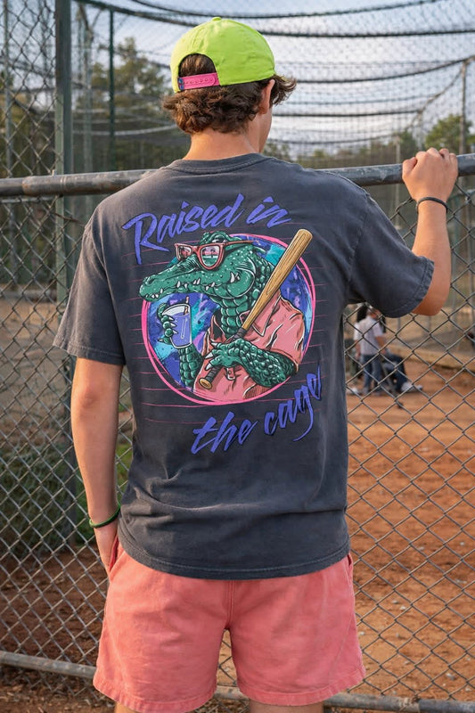 Raised in a Cage Pepper Baseball Comfort Colors Graphic Tee