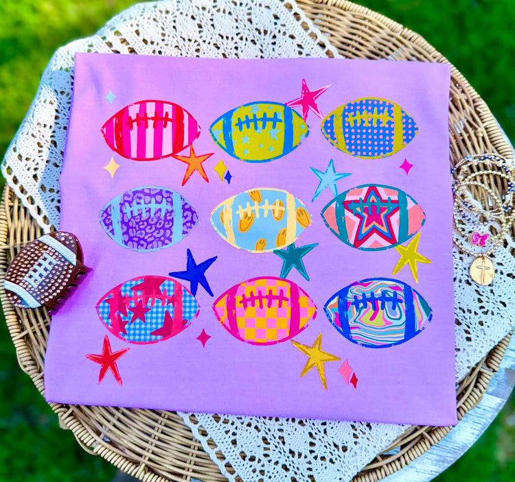 Neon Doodle Football Comfort Colors