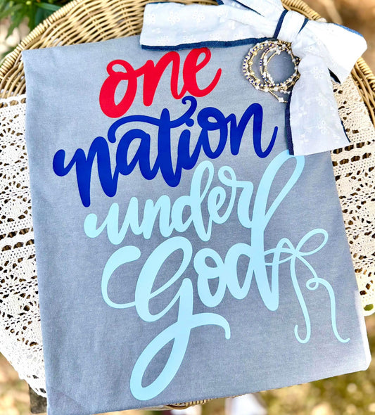 One Nation 4th of July Faith Comfort Colors Graphic Tee