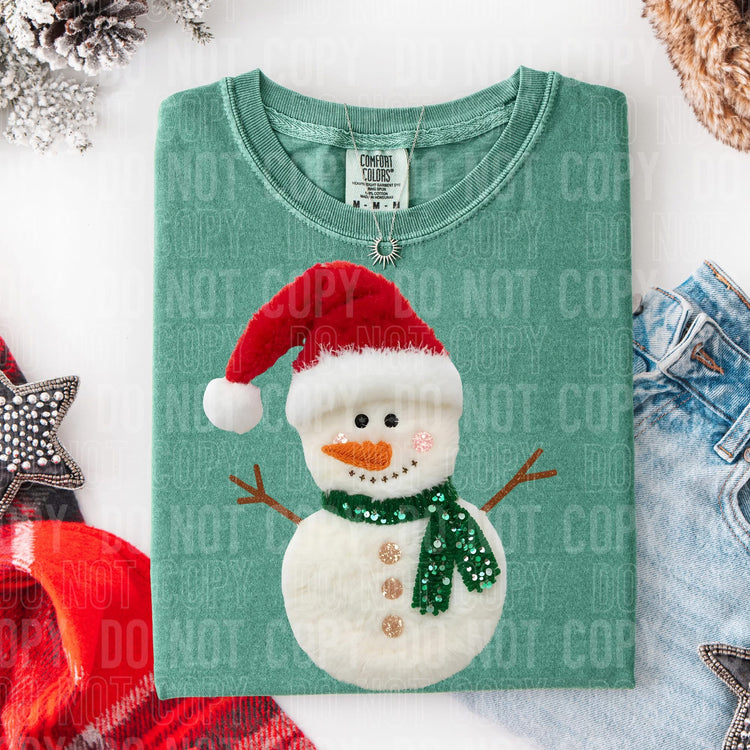 Faux Yarn Snowman Christmas Comfort Colors Graphic Tee