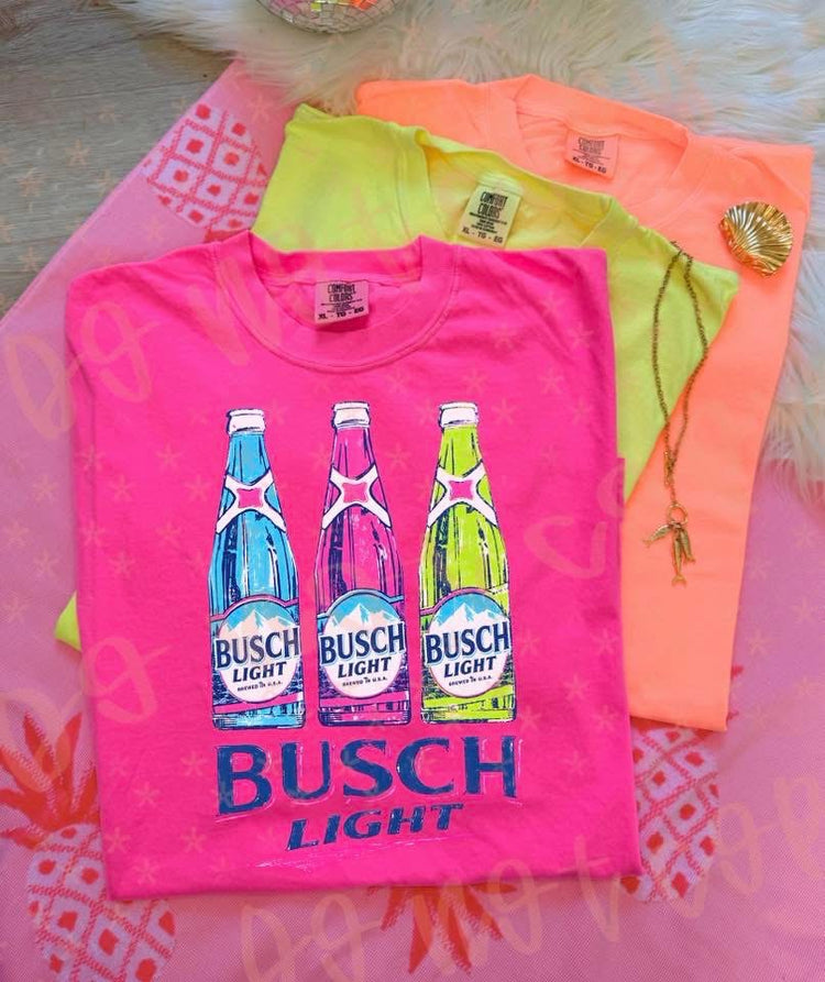 Summer Neon Preppy Busch Comfort Colors Graphic Tee