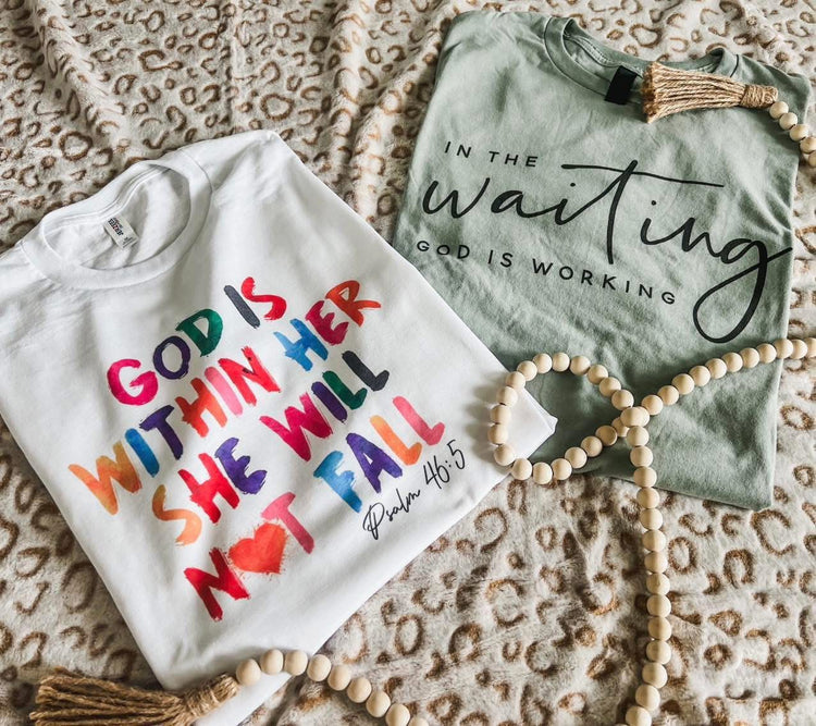 God is Within Her She will Not Fall Faith Graphic Tee