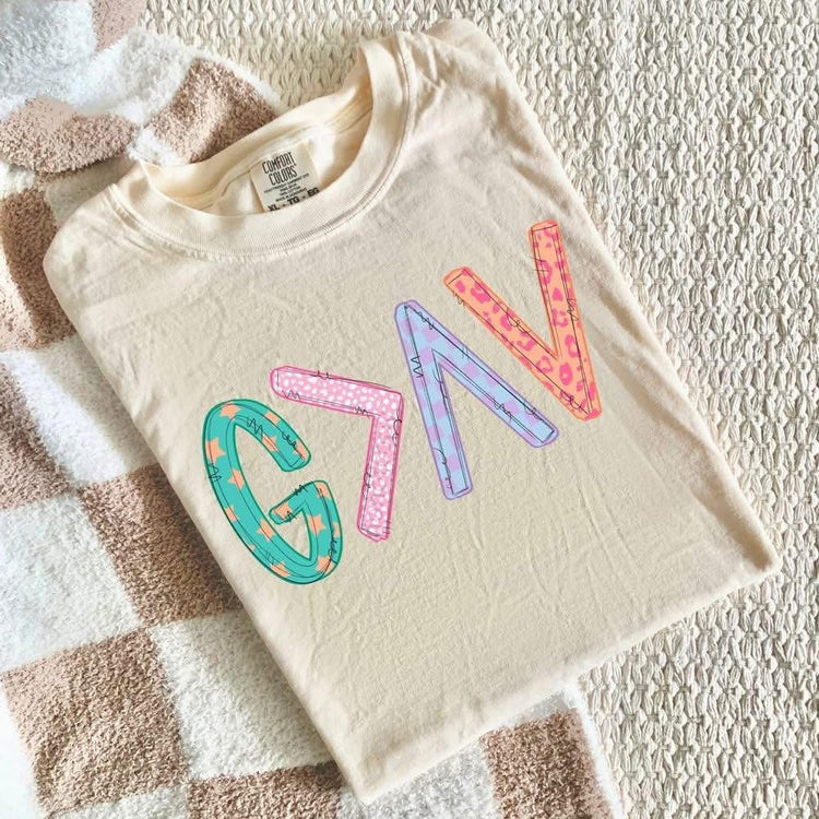 Preppy God is Greater Faith Comfort Colors Graphic Tee
