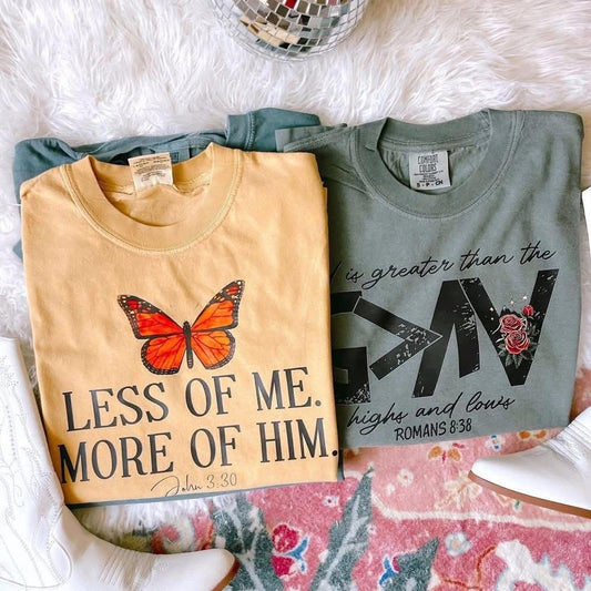 God is Greater Than the Highs & Lows Faith Comfort Colors Graphic Tee