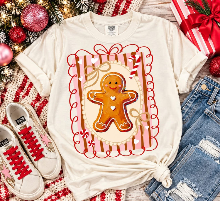 Framed Gingerbread Coquette Christmas Comfort Colors Tee