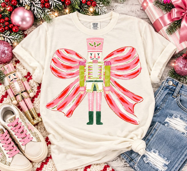 Nutcracker Bow Christmas Comfort Colors Tee