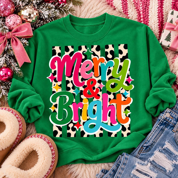 Merry & Bright Leopard Christmas Sweatshirt