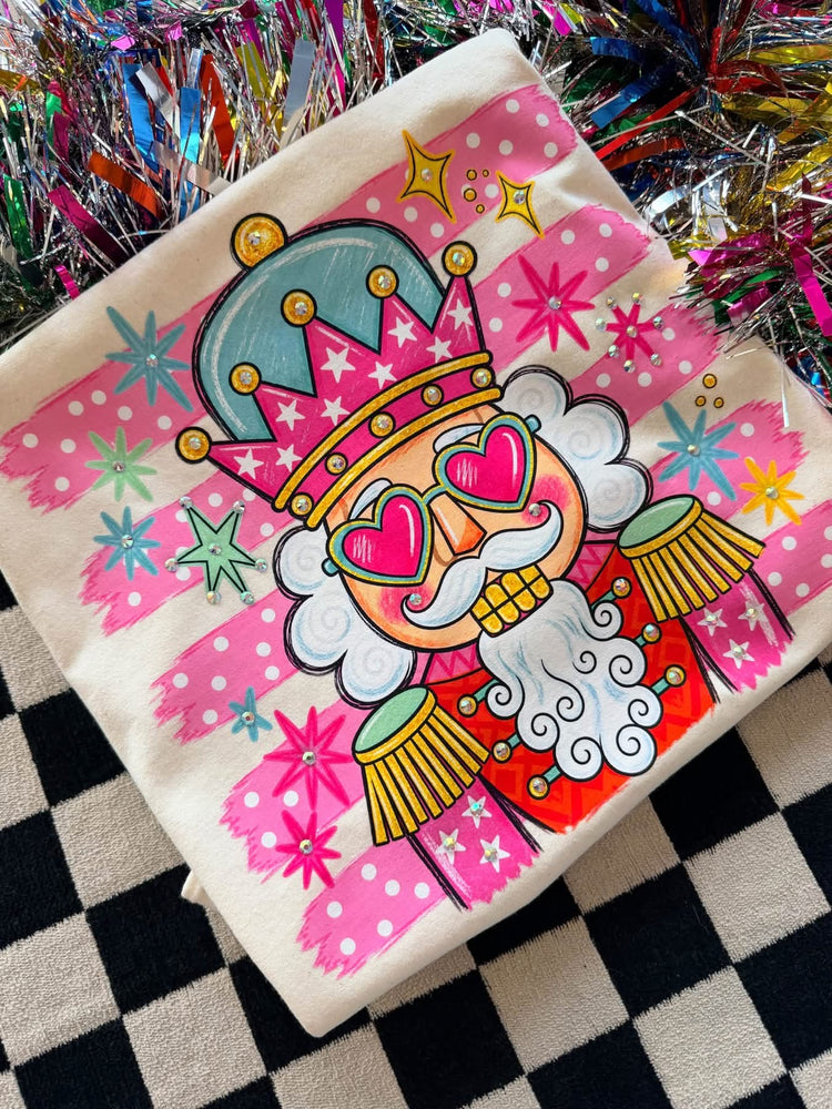 Rhinestone Preppy Nutcracker Christmas Comfort Colors Graphic Tee
