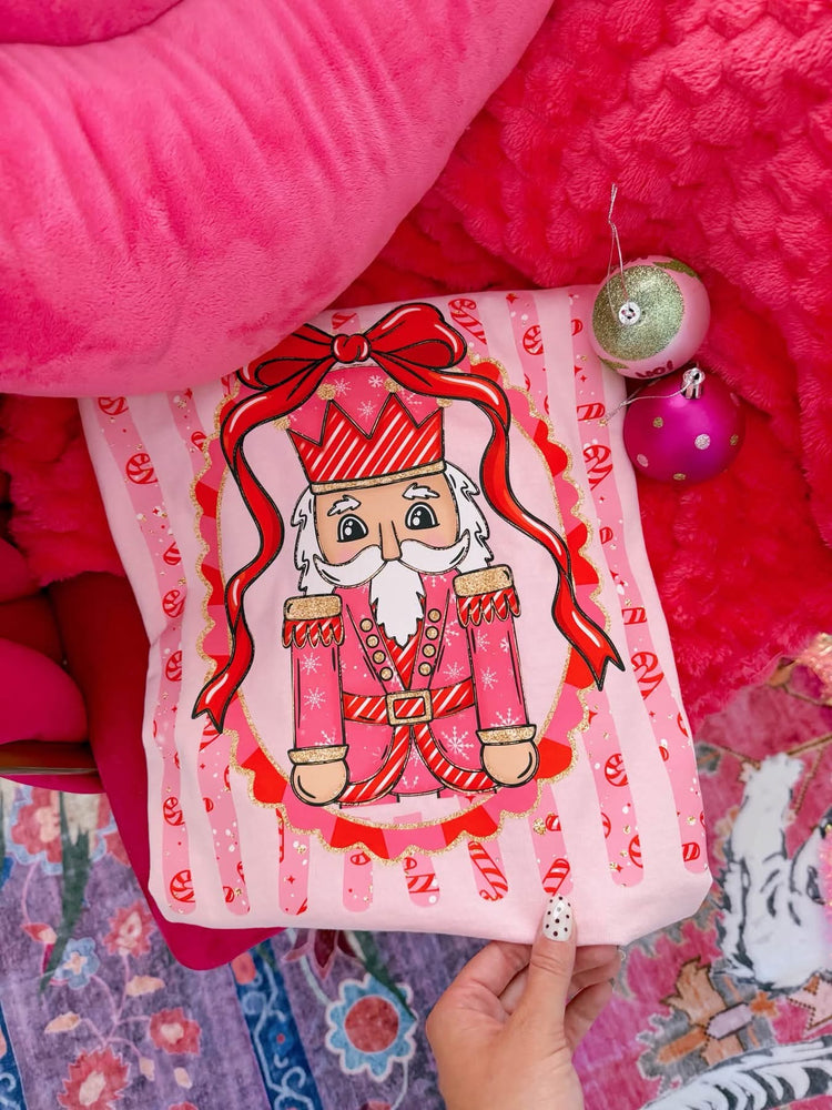 Preppy Framed Nutcracker Pink Christmas Comfort Colors Tee