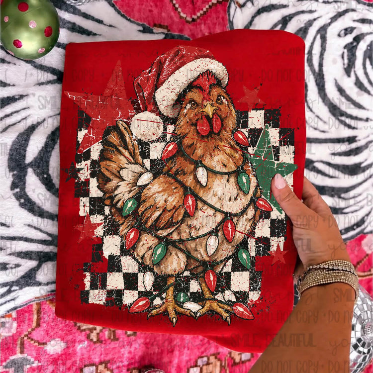 Western Christmas Chicken Comfort Colors Tee