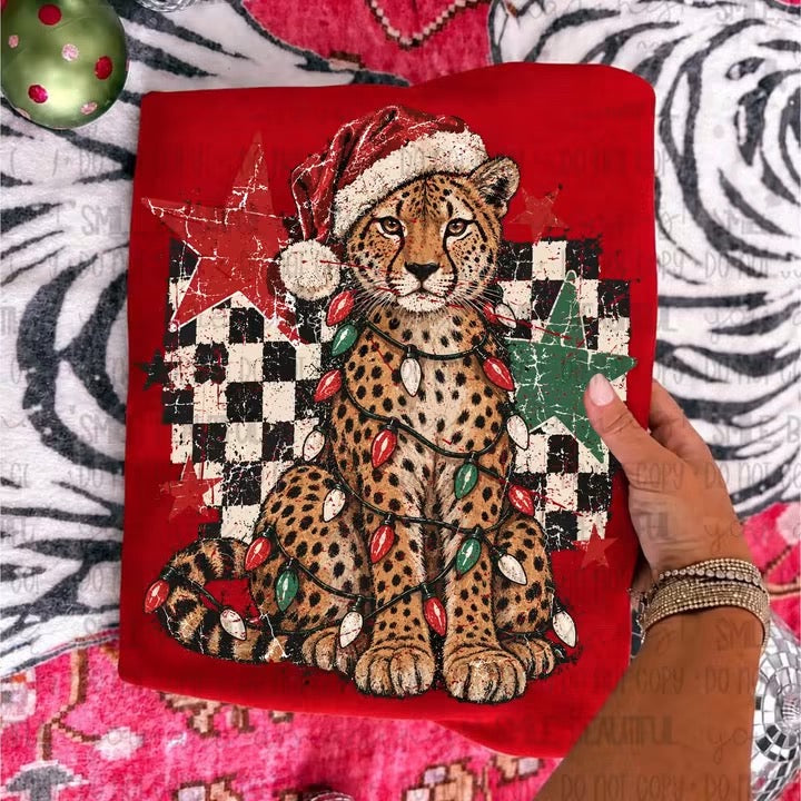 Edgy Christmas Leopard Comfort Colors Tee