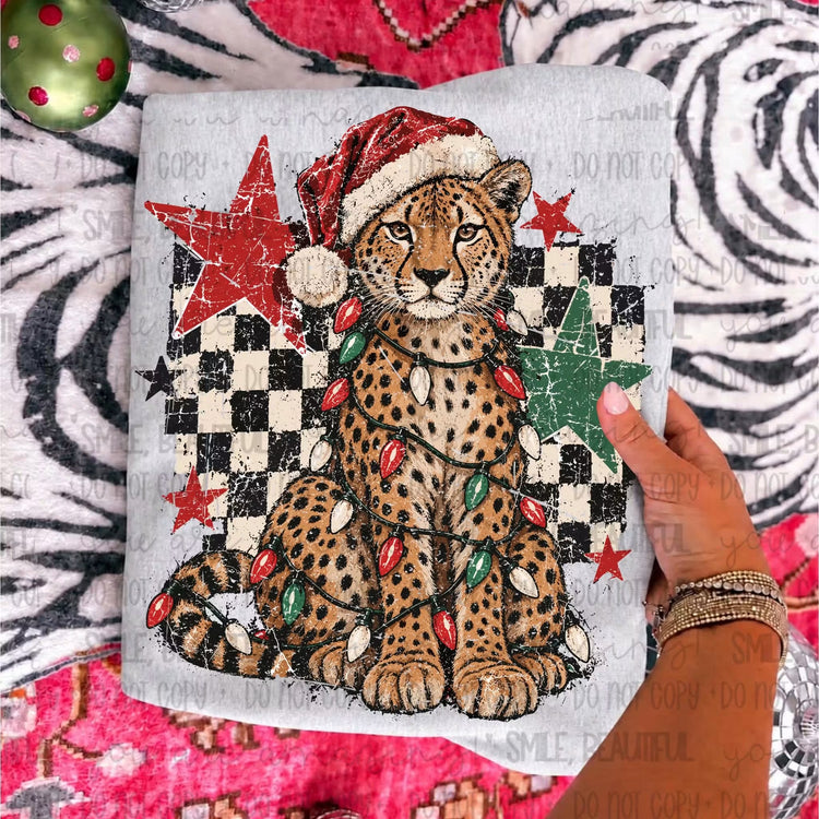 Edgy Christmas Leopard Comfort Colors Tee