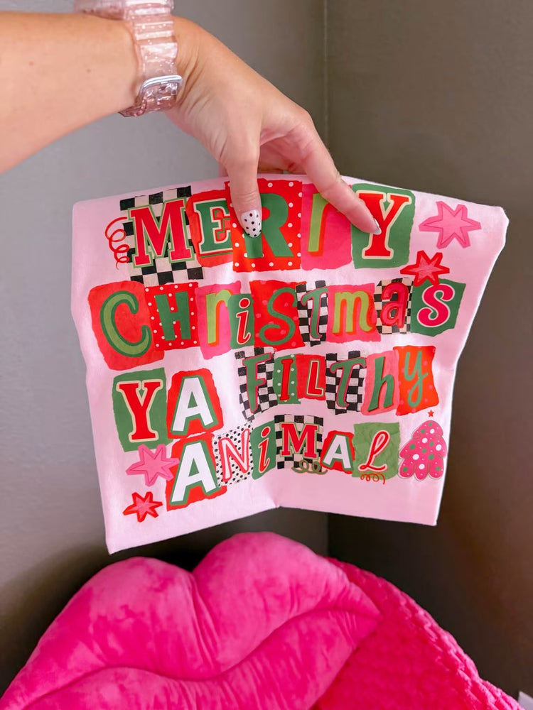 Merry Christmas Ya Filthy Animal Comfort Colors Tee
