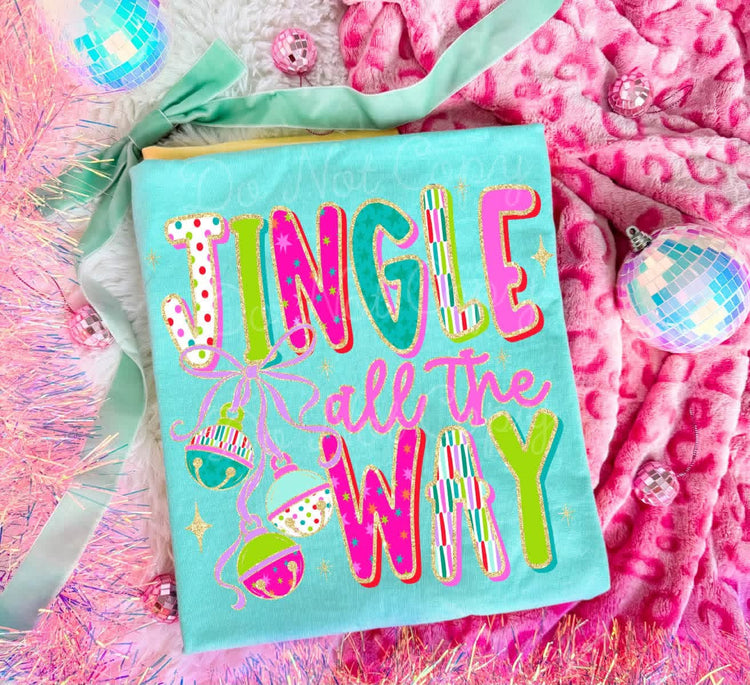 Jingle All the Way Neon Christmas Comfort Colors Tee