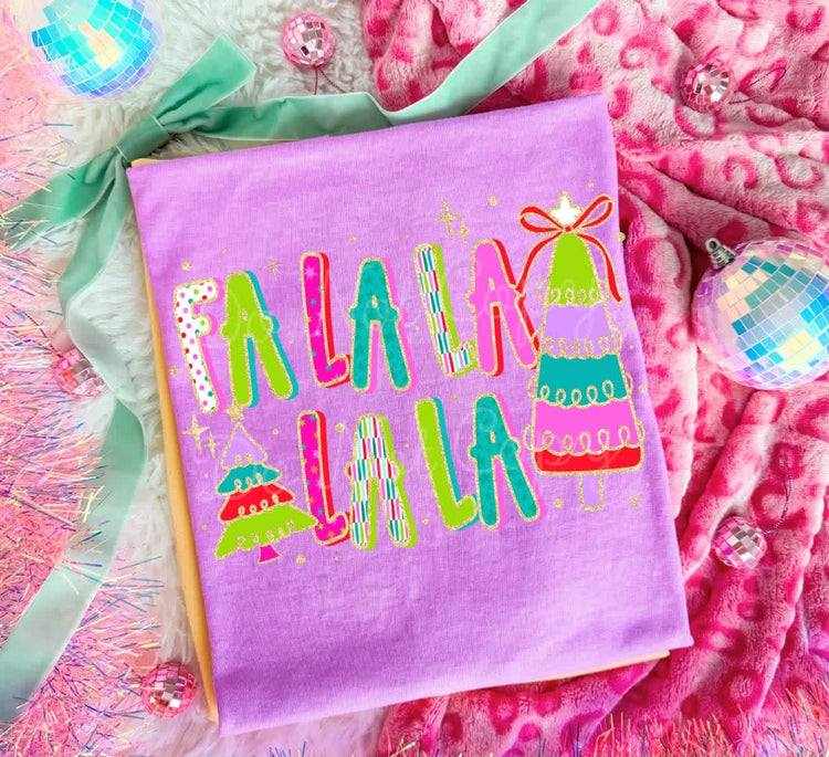 Neon Fa La La Lala Christmas Comfort Colors Tee