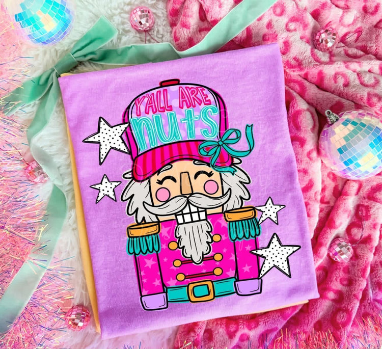 Yall are Nuts Neon NutcrackerChristmas Comfort Colors Tee