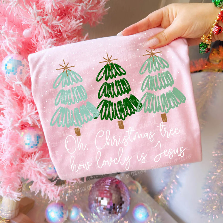 Oh Christmas Tree Preppy Minimalist Comfort Colors Tee