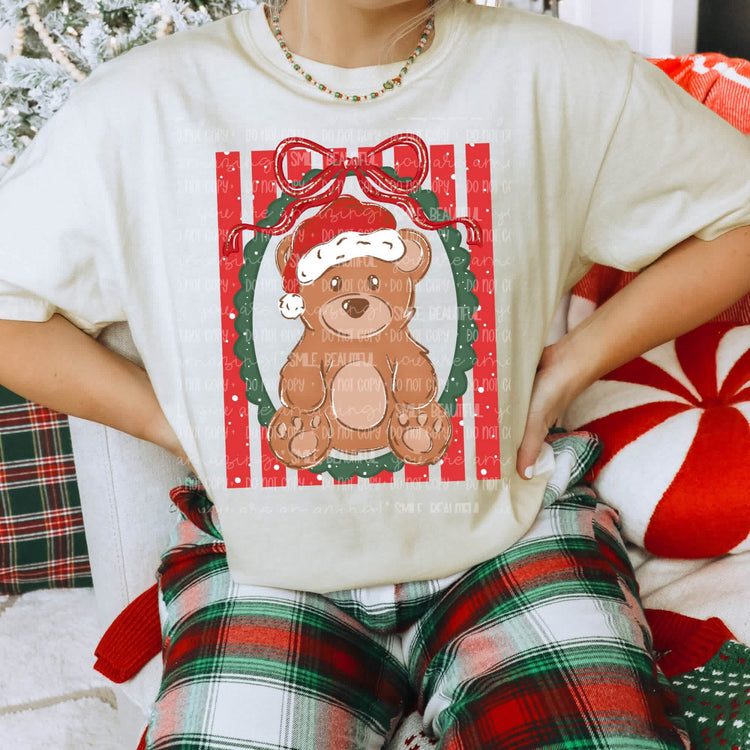 Santa Teddy Christmas Comfort Colors Tee