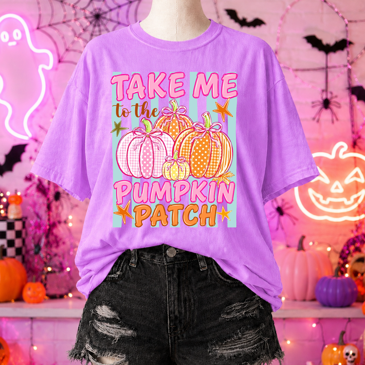 Take me to the Pumpkin Patch Neon Fall Comfort Colors Graphic Tee