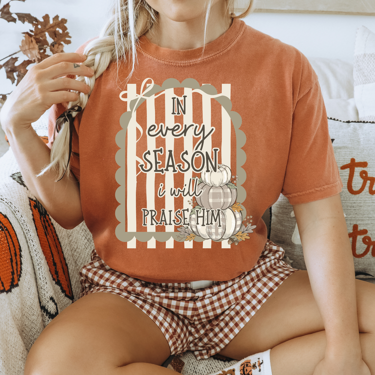I Will Praise Him Fall Faith Comfort Colors Graphic Tee