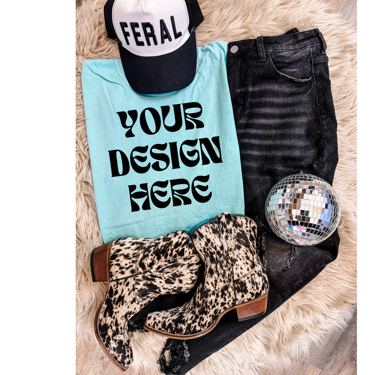 Edgy Western Comfort Colors - C1717 Mockup - Chalky Mint - Shirt Mockup