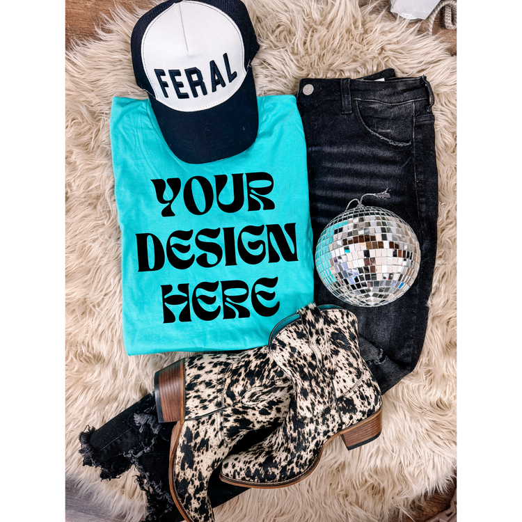 Edgy Western Bella Canva 3001C Mockup - Teal - Shirt Mockup