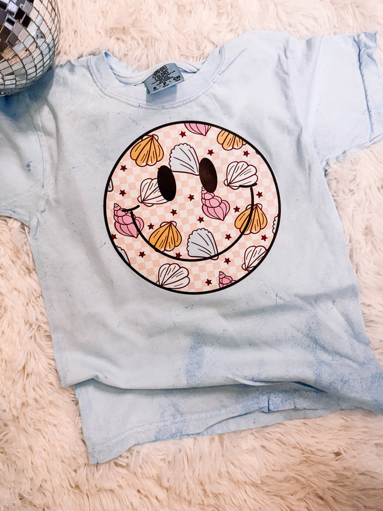 Girl's Seashell Happiness Summer Kid's Comfort Colors Graphic Tee