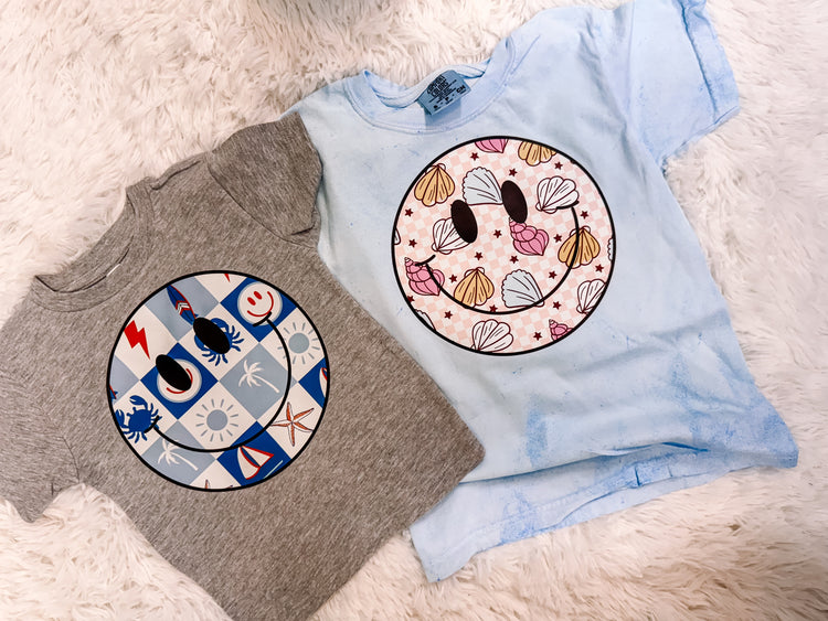 Girl's Seashell Happiness Summer Kid's Comfort Colors Graphic Tee