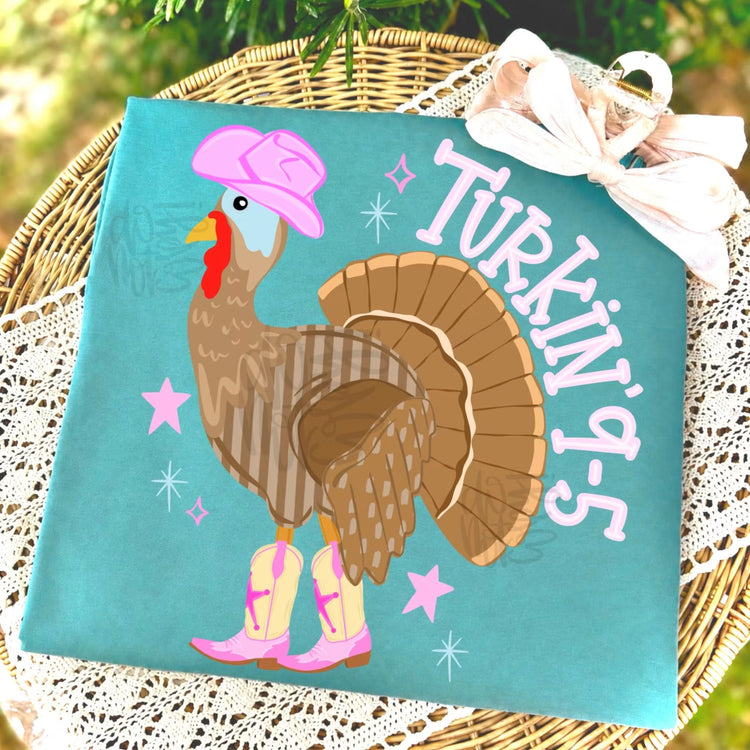 Turkin’ 9-5 Funny Thanksgiving Comfort Colors Graphic Tee