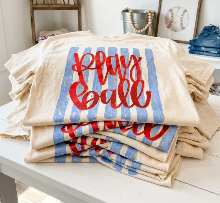 Play Ball Baseball Doodle Comfort Colors Graphic Tee