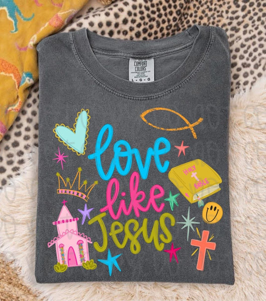 Love Like Jesus Doodle Comfort Colors Graphic Tee