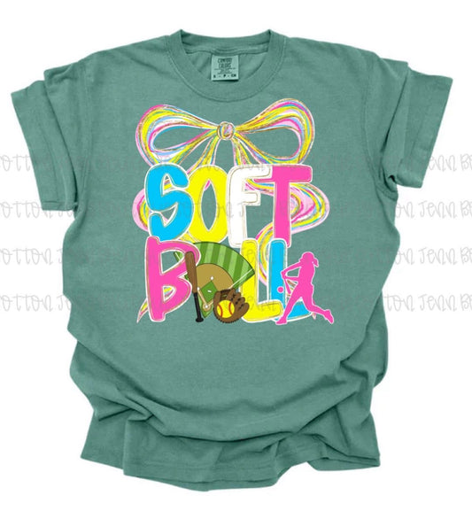 Softball Coquette Comfort Colors Graphic Tee