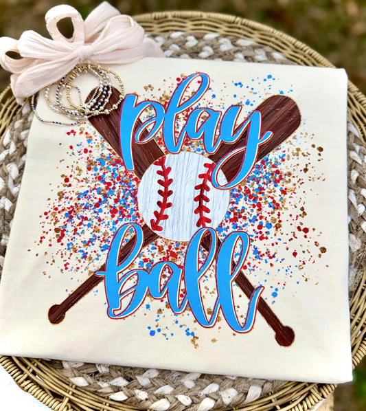 Play Ball Baseball Doodle Comfort Colors Graphic Tee
